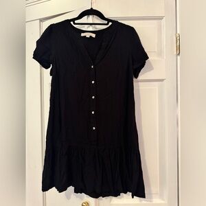 LOFT Black Short Sleeve Mini Dress